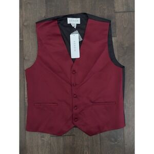 NWT Azazie Mens Matte Satin Burgundy Red Prom Vest Size Medium Five-Button Down